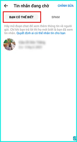 cách xem tin nhắn chờ trên Messenger bằng điện thoại