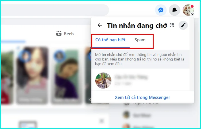 cách xem tin nhắn chờ trên Messenger bằng máy tính