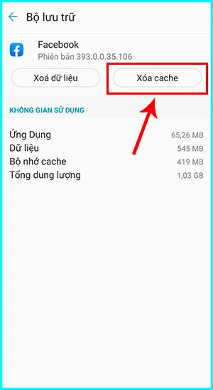 cách xóa cache ứng dụng facebook