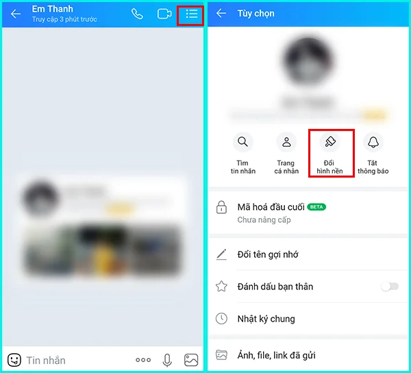 cách xóa hình nền chat zalo