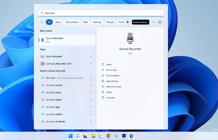 ghi âm cuộc gọi Messenger bằng công cụ Voice Recorder trên máy tính