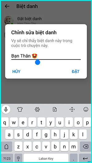 hướng dẫn đặt tên biệt danh messenger bằng điện thoại