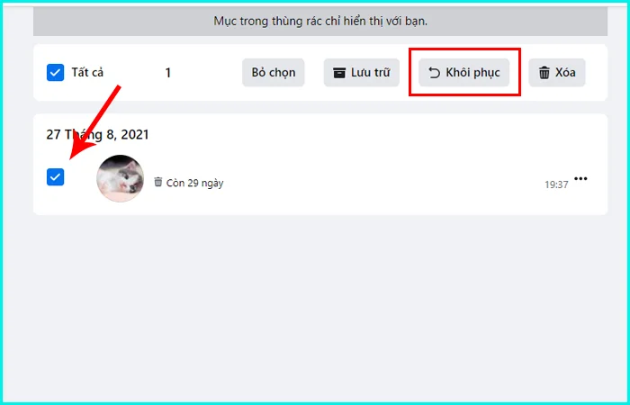 khôi phục bài viết đã xóa trên Facebook bằng máy tính