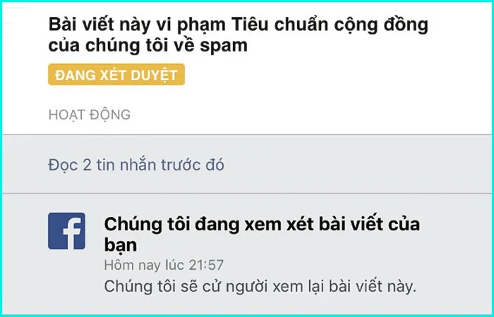 tài khoản facebook vi phạm tiêu chuẩn cộng đồng