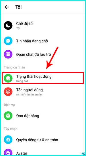 tắt trạng thái online trên messenger