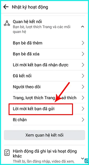 xem lại lời mời kết bạn đã gửi trên Facebook