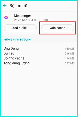xóa dữ liệu cache của ứng dụng