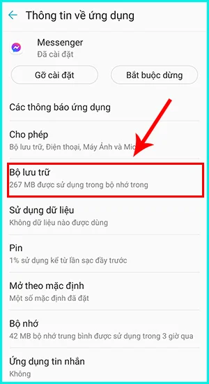 xóa dữ liệu trên ứng dụng Messenger