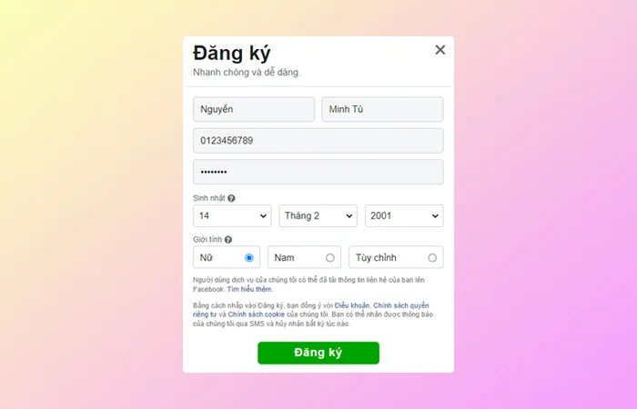 1 số điện thoại lập được mấy nick Facebook