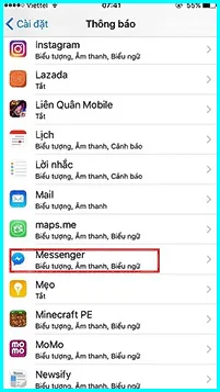 bật tính năng thông báo trên messenger
