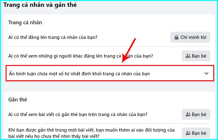 cách ẩn bình luận trên facebook bằng từ khóa