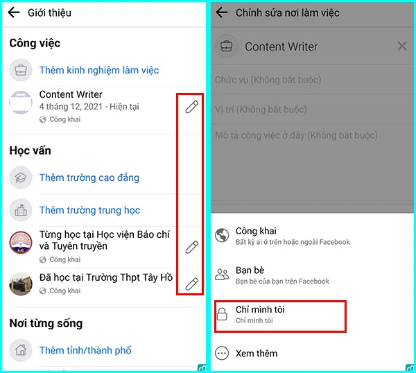 cách ẩn thông tin cá nhân trên facebook bằng điện thoại