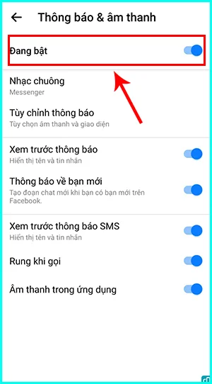cách bật thông báo tin nhắn Messenger
