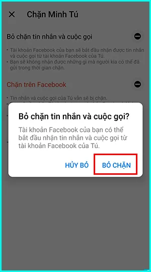 cách bỏ chặn ai đó trên messenger