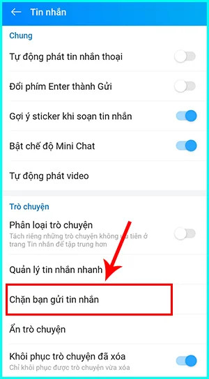 cách bỏ chặn người khác trên zalo