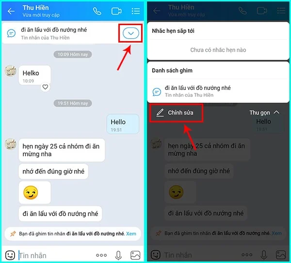 cách bỏ ghim tin nhắn trên zalo