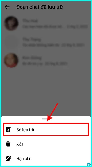 cách bỏ tin nhắn lưu trữ trên điện thoại