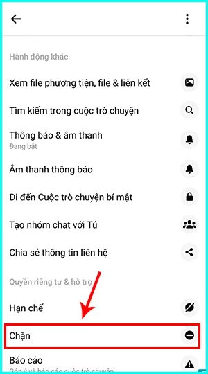 cách chặn ai đó trên messenger