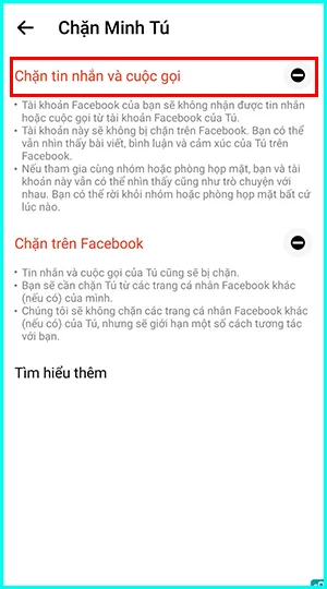 cách chặn ai đó trên messenger