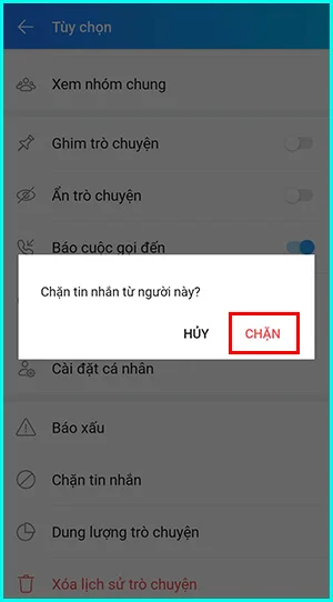 cách chặn tin nhắn cuộc gọi từ bạn bè trên zalo