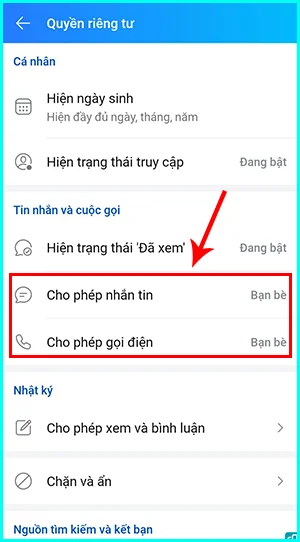 cách chặn tin nhắn cuộc gọi từ người lạ trên zalo