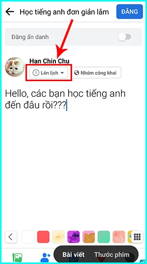 cách hẹn giờ đăng bài trên facebook group bằng điện thoại