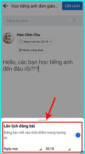 cách hẹn giờ đăng bài trên facebook group bằng điện thoại