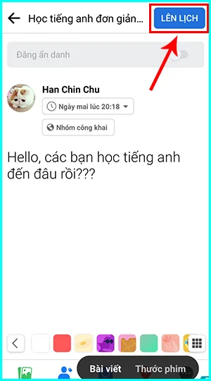 cách hẹn giờ đăng bài trên facebook group bằng điện thoại