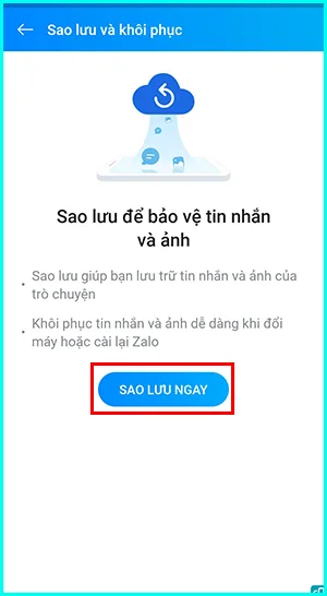 cách sao lưu tin nhắn cũ trên zalo