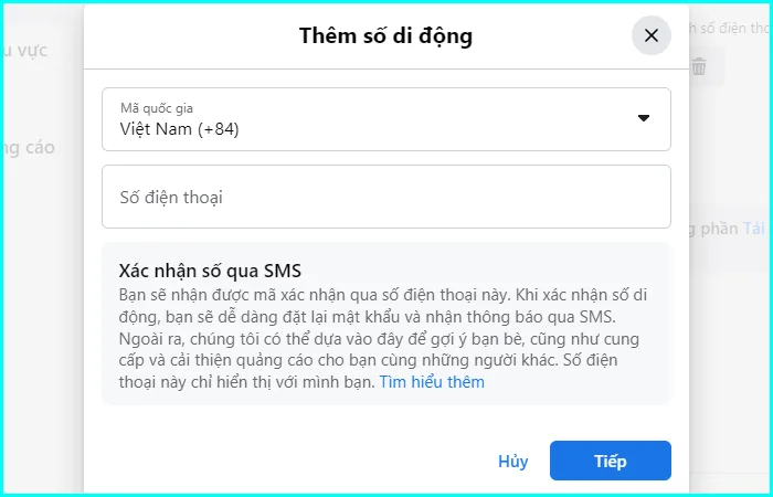 cách thêm số điện thoại trên Facebook bằng máy tính