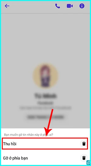 cách thu hồi tin nhắn đã gửi lâu trên Messenger