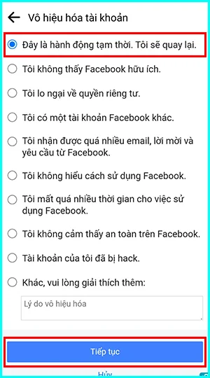 cách vô hiệu hóa tài khoản facebook