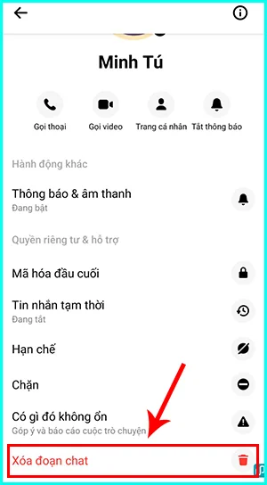 cách xóa cuộc trò chuyện bí mật