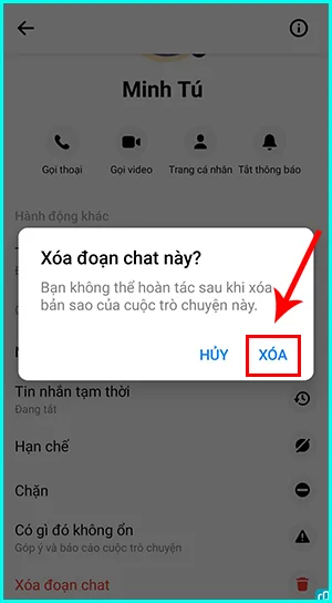 cách xóa cuộc trò chuyện bí mật