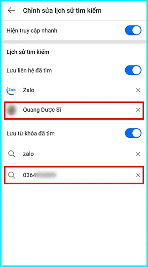 cách xóa lịch sử tìm kiếm trên zalo