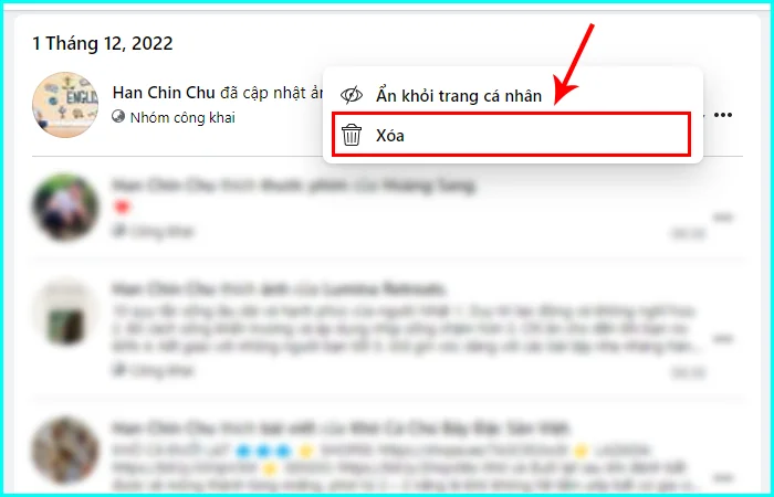 cách xóa nhật ký hoạt động trên facebook bằng máy tính