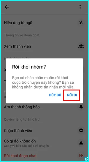 cách xóa nhóm messenger trên điện thoại khi là thành viên