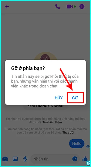 cách xóa nội dung cuộc trò chuyện bí mật trên Messenger