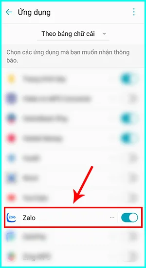 cấp quyền truy cập thông báo cho ứng dụng zalo