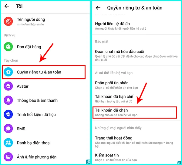Hướng dẫn cách bỏ chặn trên Messenger