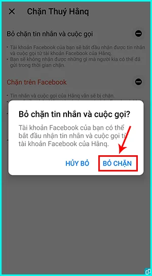 Hướng dẫn cách bỏ chặn trên Messenger