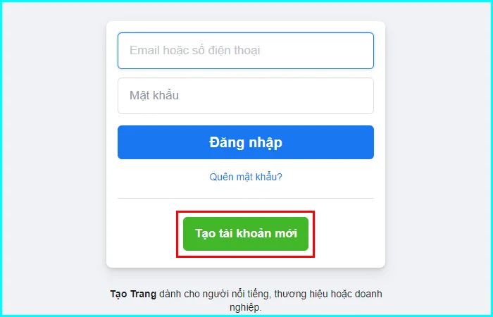 hướng dẫn đăng ký tài khoản Facebook mới