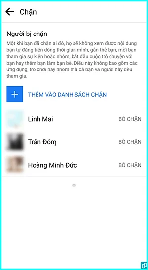 kiểm tra danh sách chặn trên Facebook