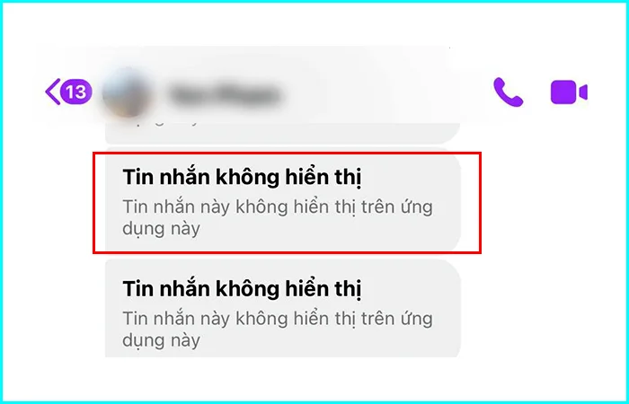 tin nhắn không hiển thị trên ứng dụng này