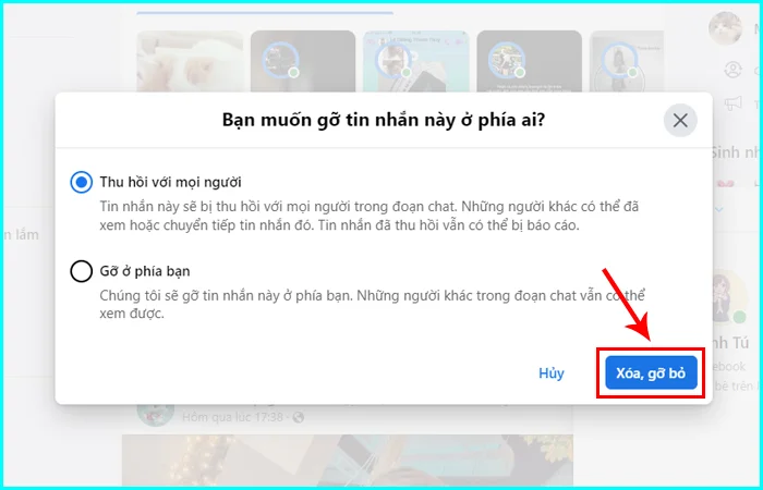 xóa toàn bộ cuộc trò chuyện trên Messenger bằng máy tính