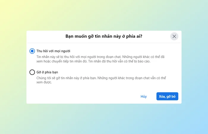 Xóa toàn bộ cuộc trò chuyện trên Messenger 2 bên