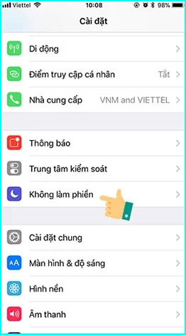 bật tính năng không làm phiền trên iphone