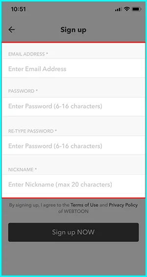 cách đăng ký tài khoản webtoon