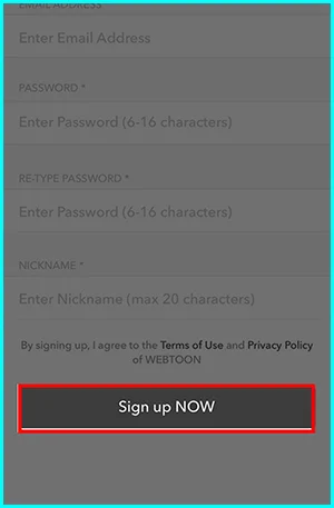 cách đăng ký tài khoản webtoon