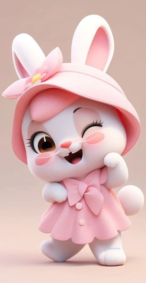 Hình nền con Thỏ màu hồng cho điện thoại